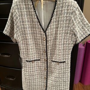 Women's Black and White Tweed dress